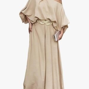 Chic Beige Off-Shoulder Jumpsuit
